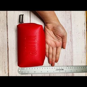 CHRISTIAN DIOR Red Faux Leather Makeup Bag NEW